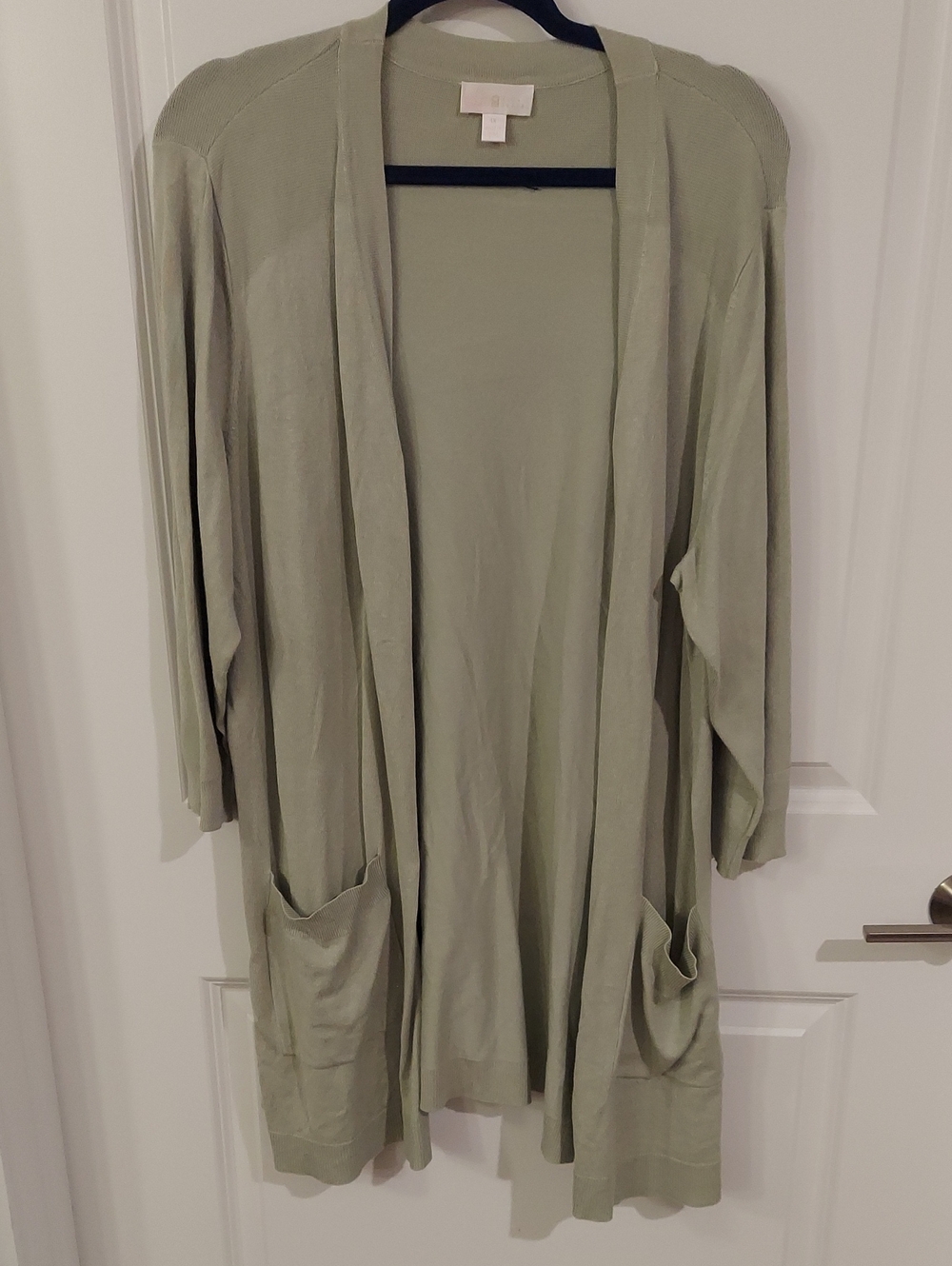 Elle Light Sage Open-Front Pocket Cardigan